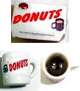 Dollhouse Miniature 1/2" Donut Box & Coffee Mug